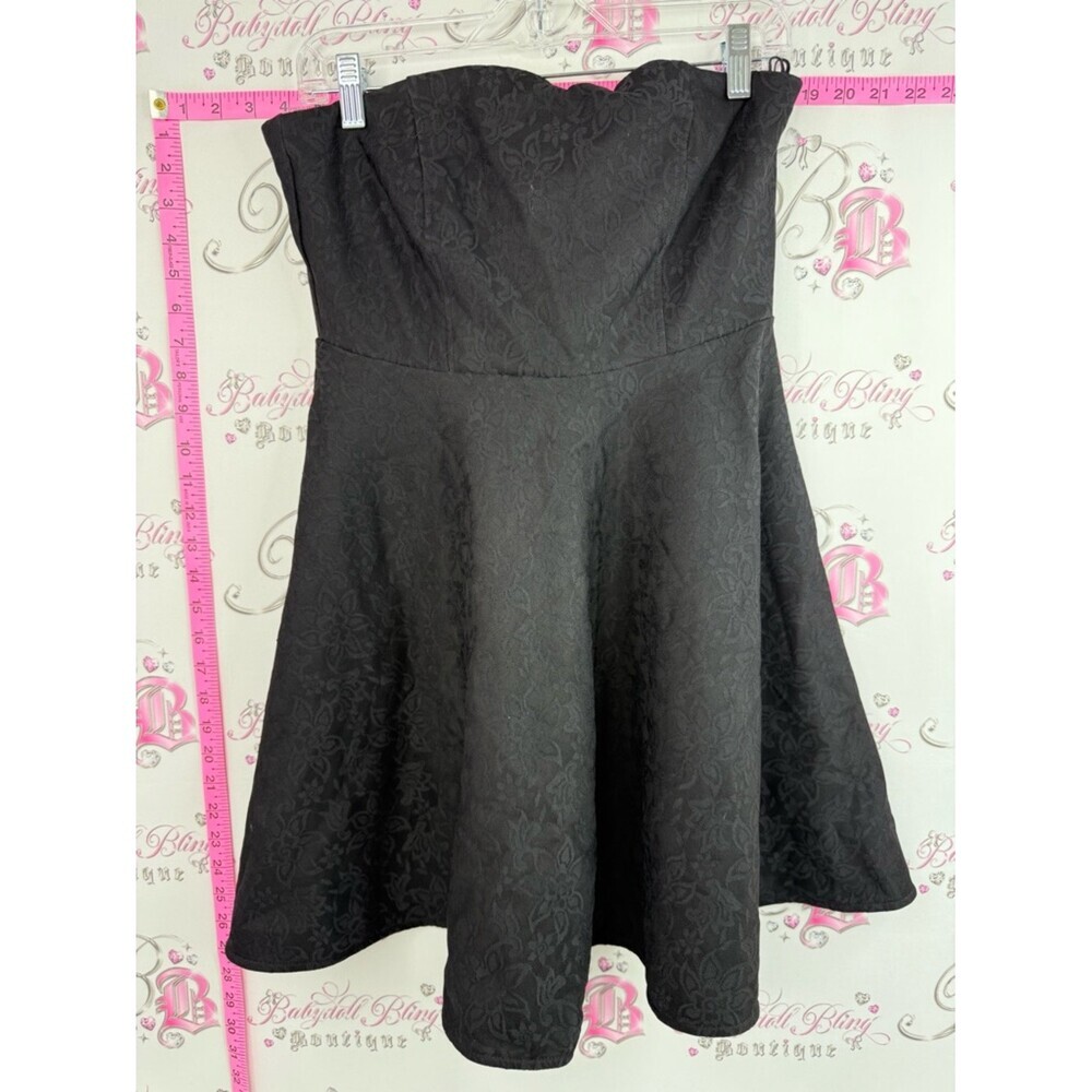 Garage dress floral print Black Strapless Jacquard Fit & Flare Dress